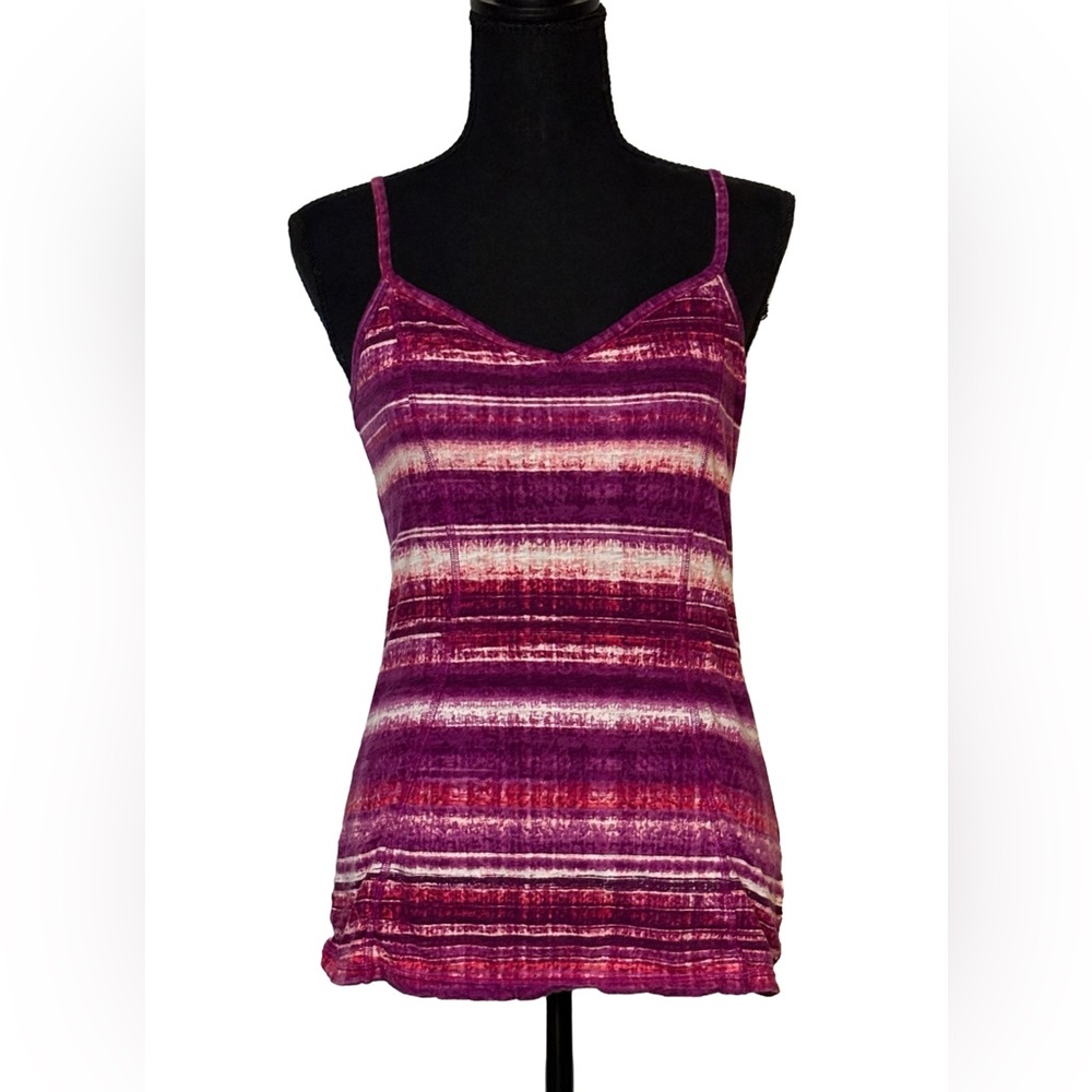 Athleta Urban Explorer Tank XS Berry Striped Criss Cross Back EUC